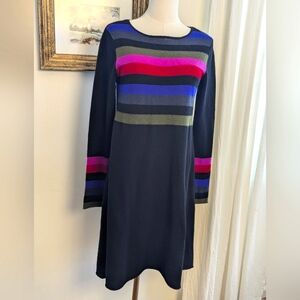 Cashmere Striped Sweater Dress Women's Medium